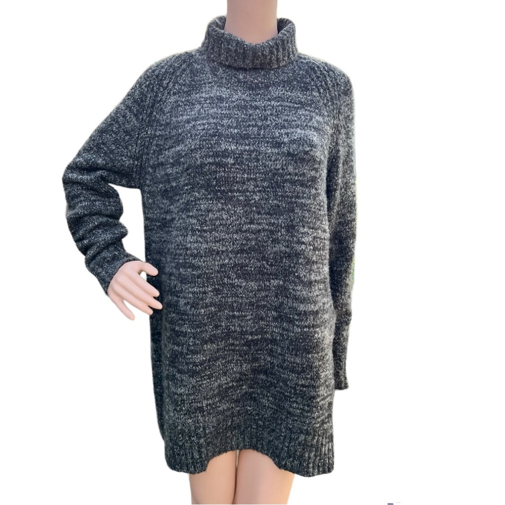 Zara Knit Sweater Gray Turtle Neck Pullover Tunic